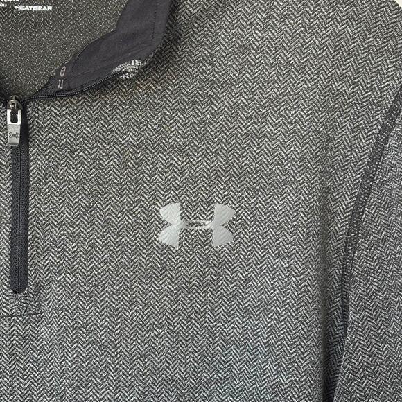 Under Armour Mens Med Gray Loose Fit Heat Gear LS 1/4 Zip Polo Shirt Activewear - Picture 6 of 8